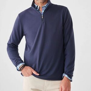 Faherty Mens XXL Movement Performance 1/4 zip pullover navy blue lightweight